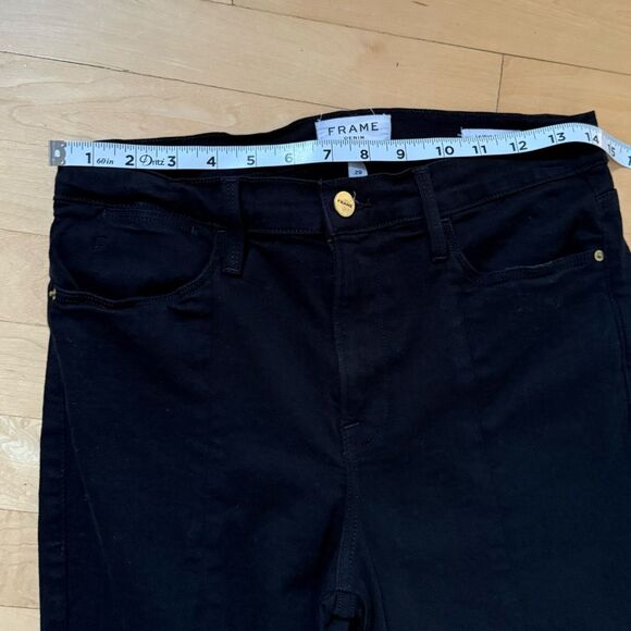 FRAME Le High Skinny Split Zip-Hem Ankle Jeans in Noir 29 - Picture 6 of 12
